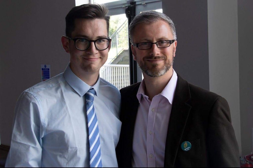 A photograph of Daniel and Roderic O'Gorman in the count centre of the 2019 local elections