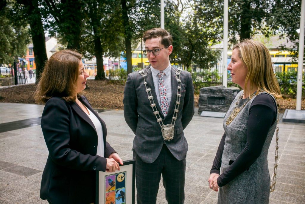 Daniel and Seana meeting with the Ambassador of Palestine in Ireland on the International Day of solidarity for Palestine